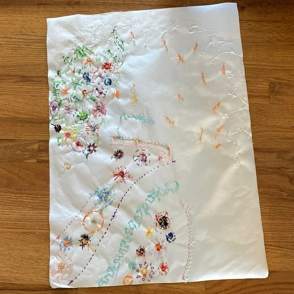 NEW, hand sewn, canvas art with embroidered accents, 20x26 inches - Picture 6 of 6